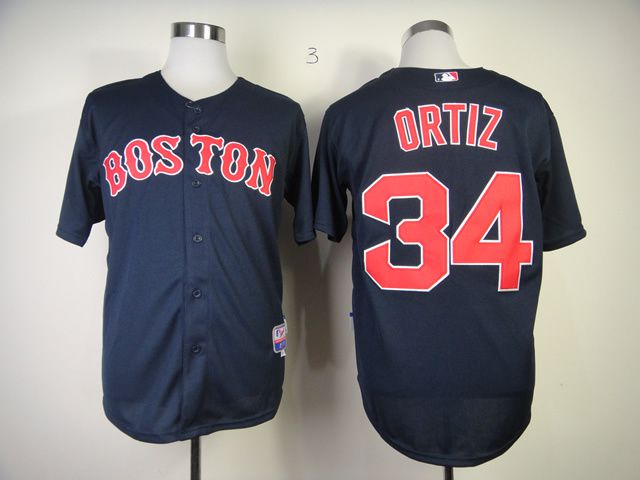 Men Boston Red Sox #34 Ortiz Blue MLB Jerseys